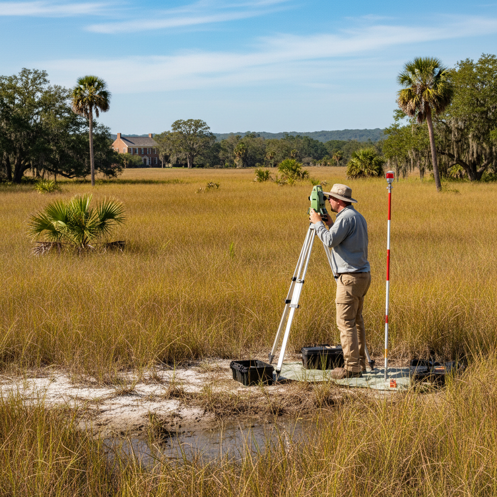 Land surveyor working in the field
